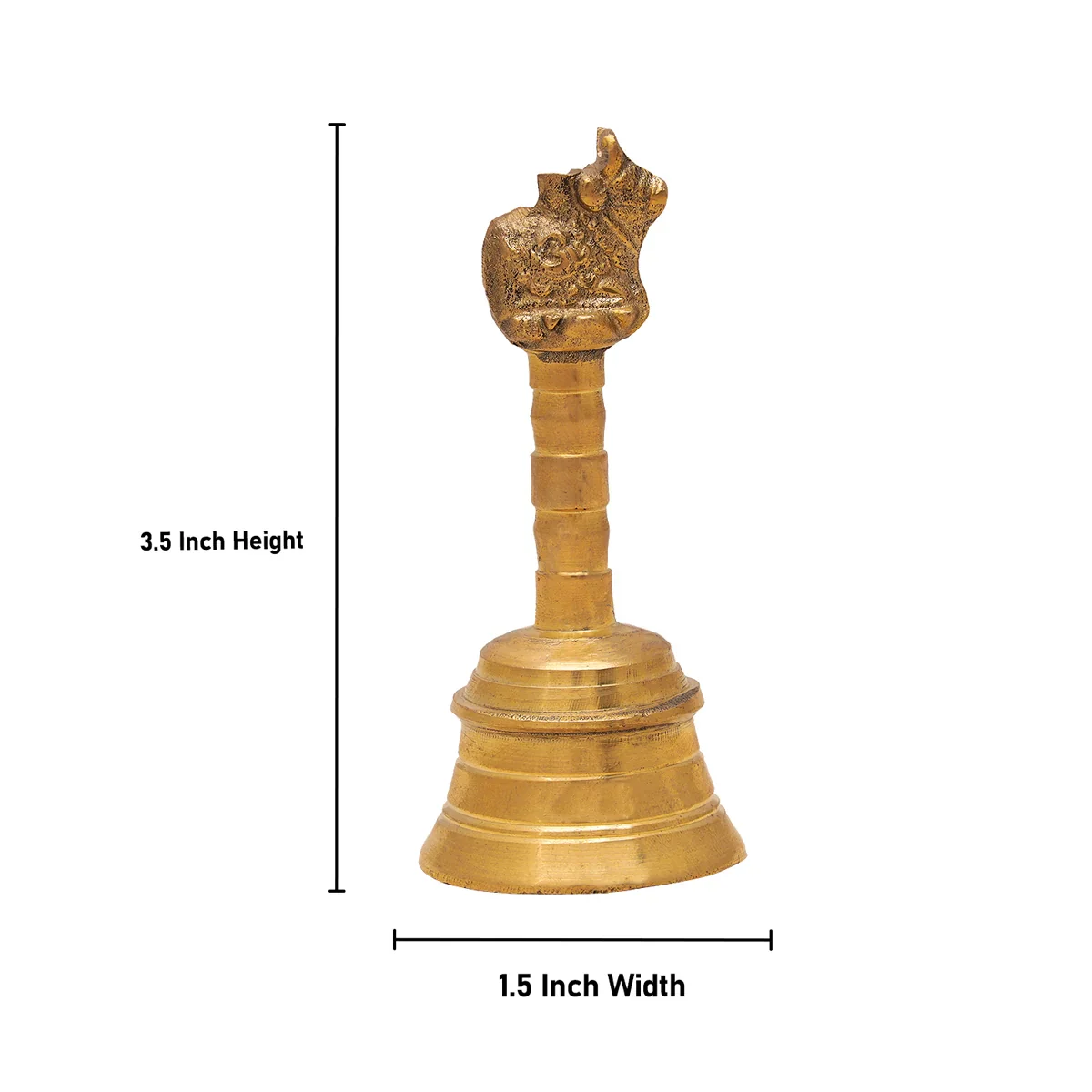 Handbell - 3.5 x 1.5 Inches | Brass Bell/ Nandi Handle Ghanti for Pooja/ 140 Gms Approx - Image 3