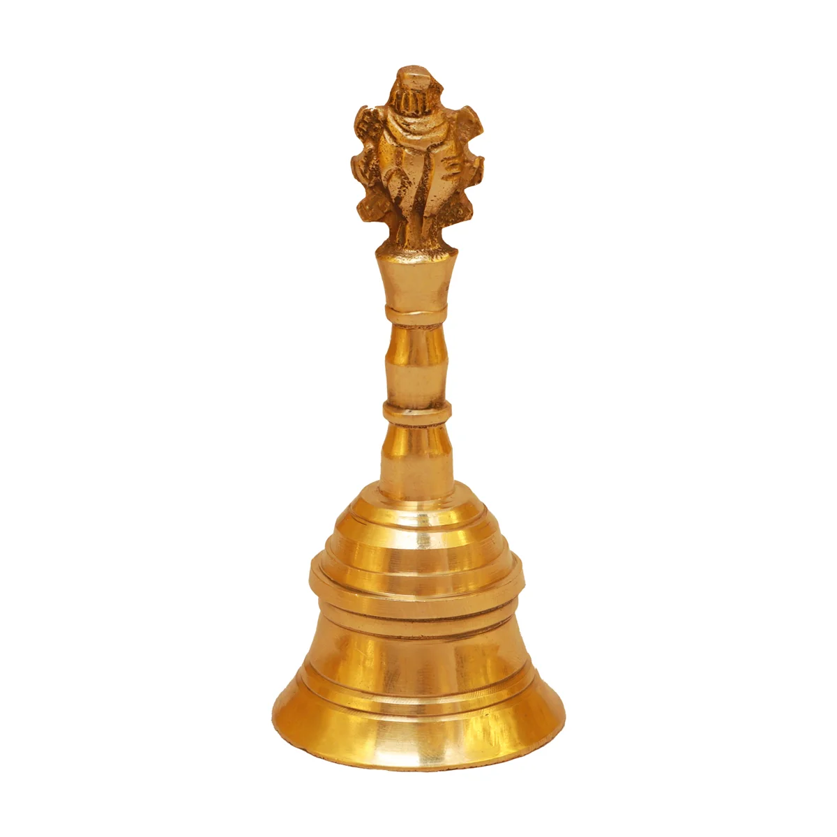 Handbell - 4 x 2 Inches | Brass Bell/ Shankh Chakra Handle Ghanti for Pooja/ 160 Gms Approx - Image 3