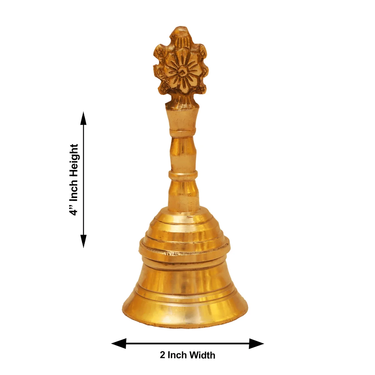 Handbell - 4 x 2 Inches | Brass Bell/ Shankh Chakra Handle Ghanti for Pooja/ 160 Gms Approx - Image 4