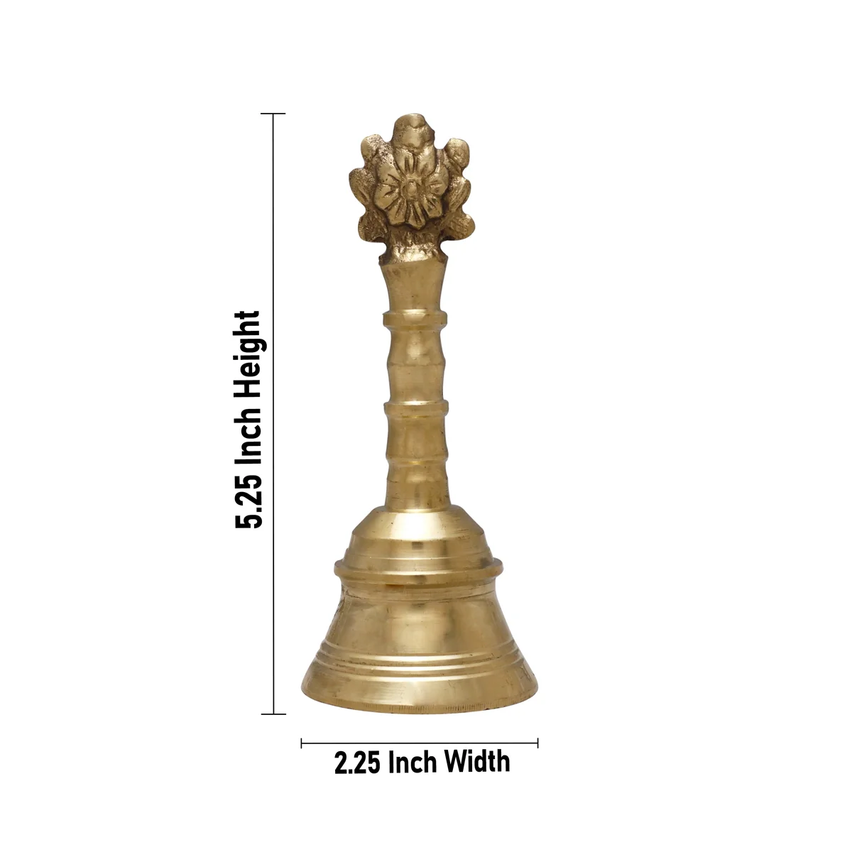 Brass Hand Bell - 5.25 x 2.25 Inches | Shankh Chakra Handle Ghanti for Pooja/ 250 Gms Approx - Image 3