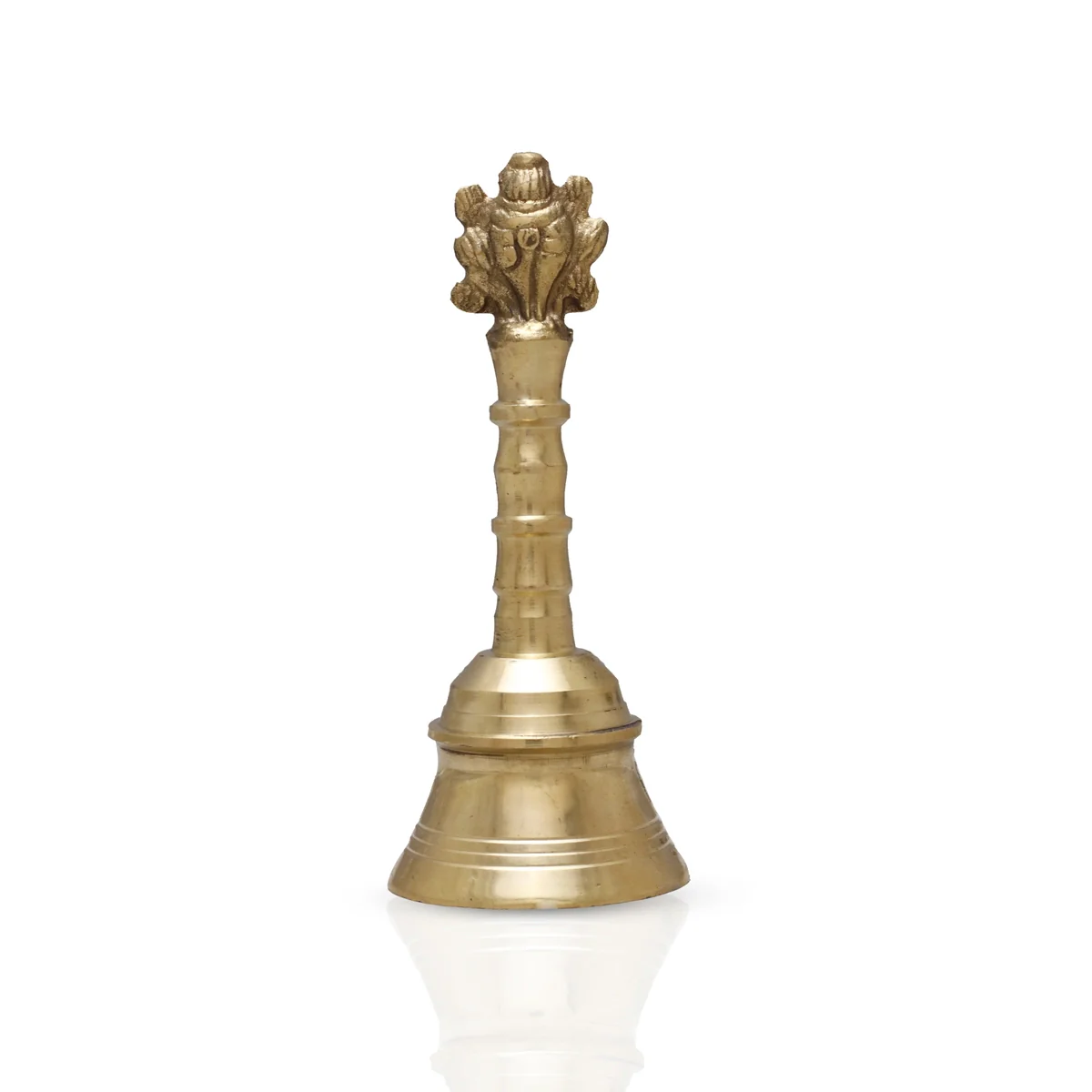 Brass Hand Bell - 5.25 x 2.25 Inches | Shankh Chakra Handle Ghanti for Pooja/ 250 Gms Approx - Image 4