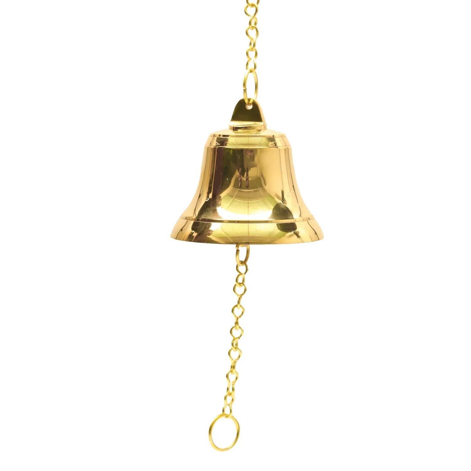 Hanging Bell With Chain - 6 x 5 Inches | Brass Bell/ Temple Bell/ Pooja Bell for Hanging