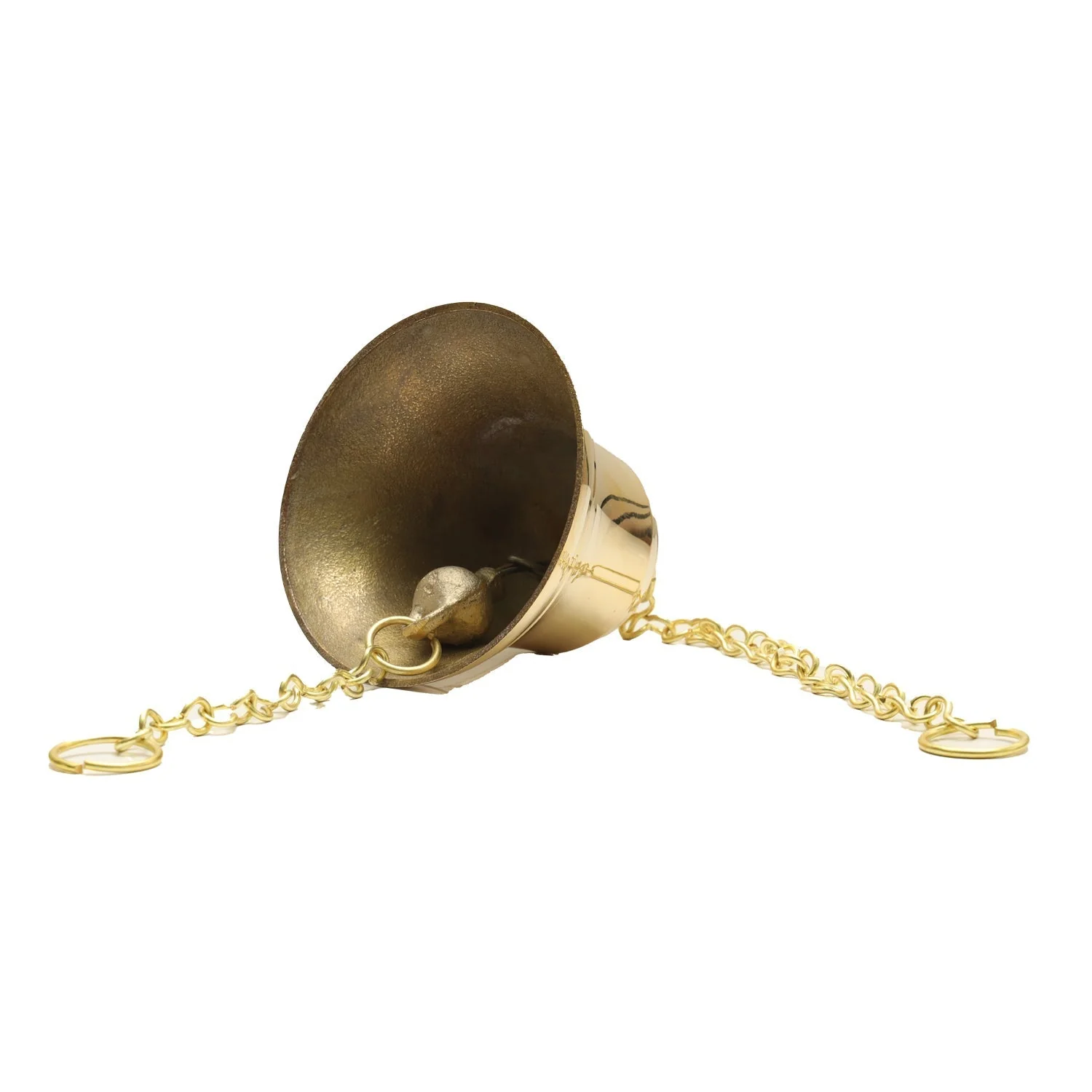 Hanging Bell With Chain - 6 x 5 Inches | Brass Bell/ Temple Bell/ Pooja Bell for Hanging - Image 2