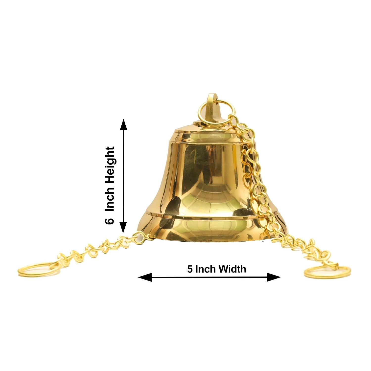 Hanging Bell With Chain - 6 x 5 Inches | Brass Bell/ Temple Bell/ Pooja Bell for Hanging - Image 4