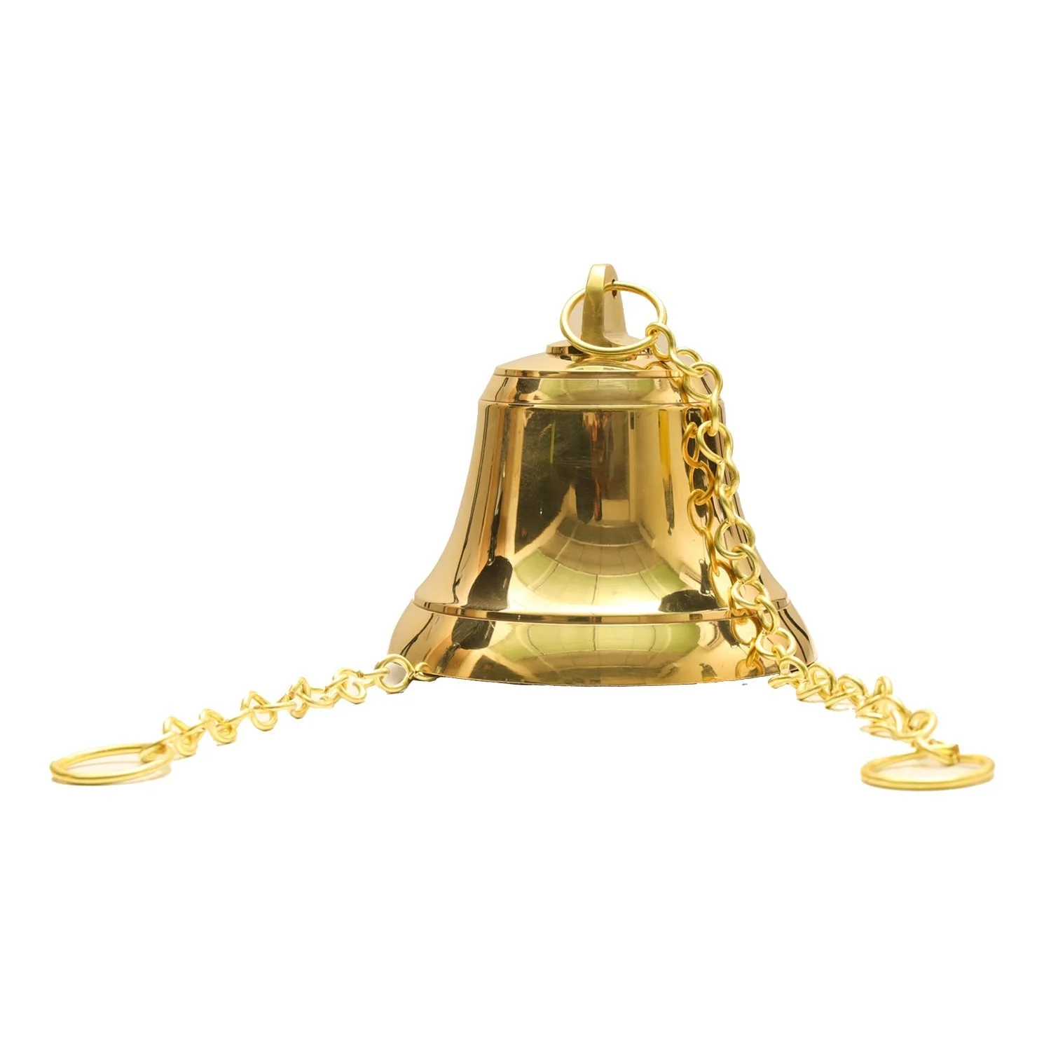 Hanging Bell With Chain - 8 x 6 Inches | Brass Bell/ Temple Bell/ Pooja Bell for Hanging - Image 3