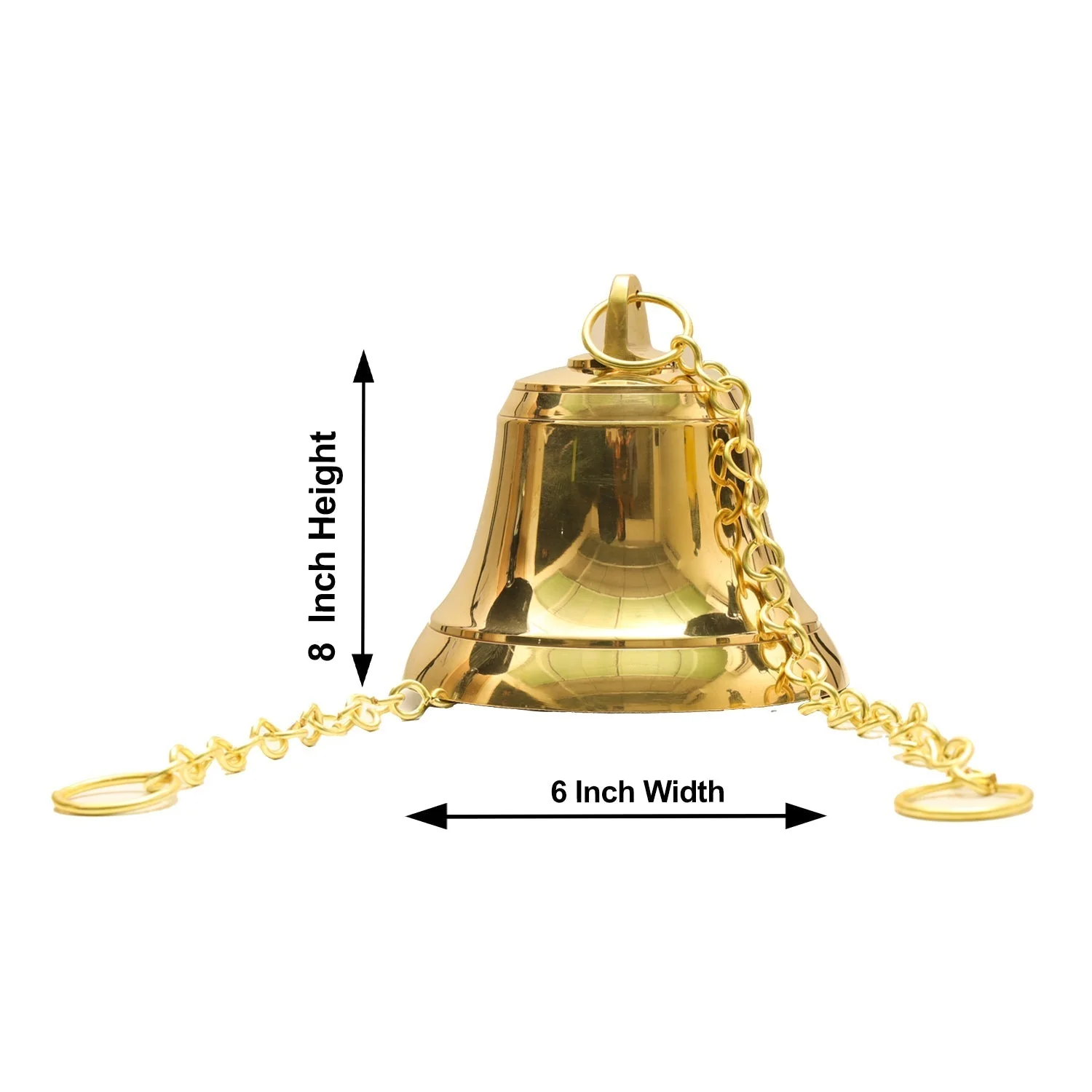 Hanging Bell With Chain - 8 x 6 Inches | Brass Bell/ Temple Bell/ Pooja Bell for Hanging - Image 4
