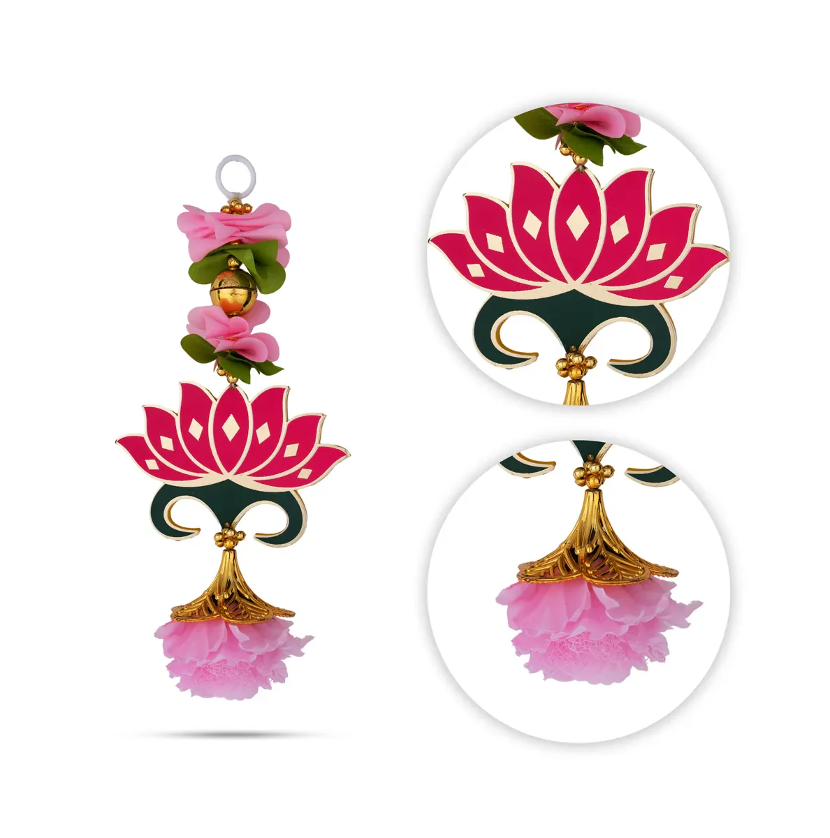Hanging Pair - 10 Inches | Lotus Design Hanging/ Decorative Door Hanging For Pooja & Home Decor - Image 4