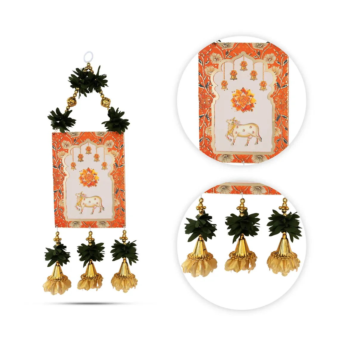 Hanging Pair - 17 Inches | Kamadhenu Design/ Floral Hanging/ Decorative Wall & Door Decor For Home - Image 2