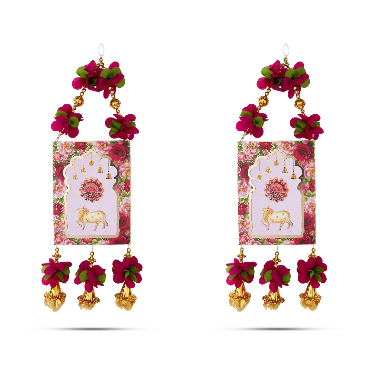Hanging Pair - 17 Inches | Kamadhenu Design/ Floral Hanging/ Decorative Wall & Door Decor For Home - Image 3