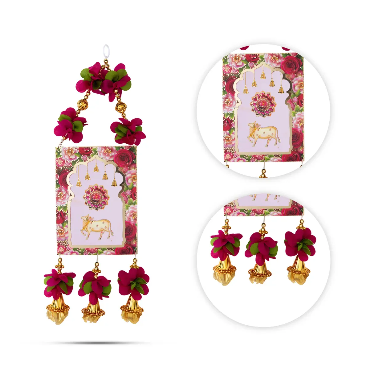 Hanging Pair - 17 Inches | Kamadhenu Design/ Floral Hanging/ Decorative Wall & Door Decor For Home - Image 4
