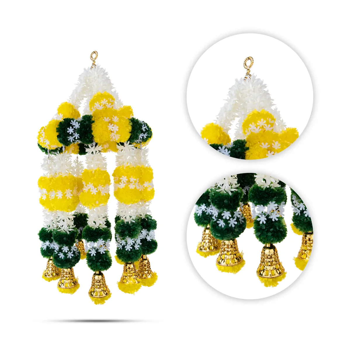 Hanging Pair - 24 Inches | Artificial Flower & Bell Hanging/ Decorative Door Hanging For Home Entrance - Image 2
