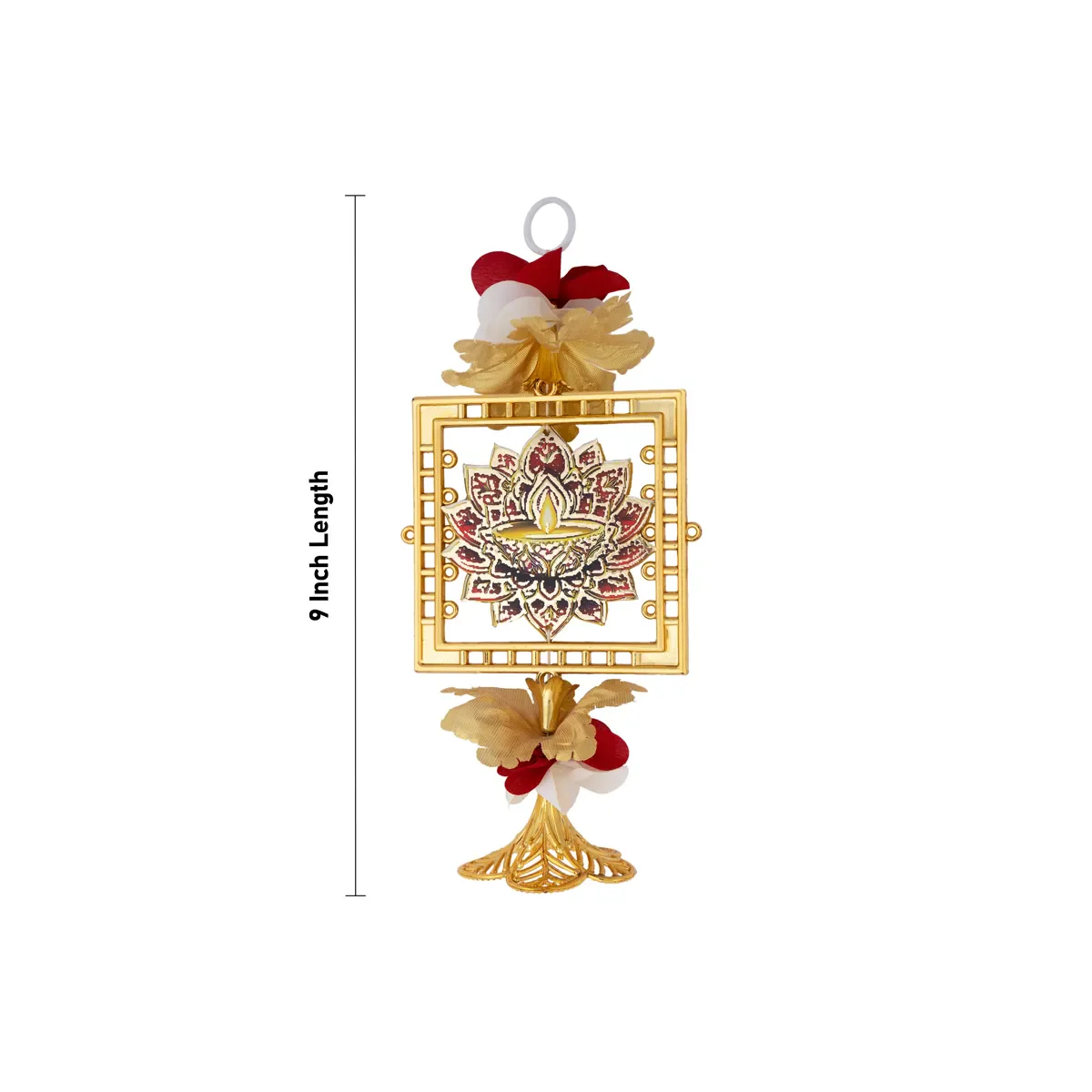 Hanging Pair - 9 Inches | Lotus Diya Design/ Decorative Hanging/ Decor For Home Entrance - Image 3