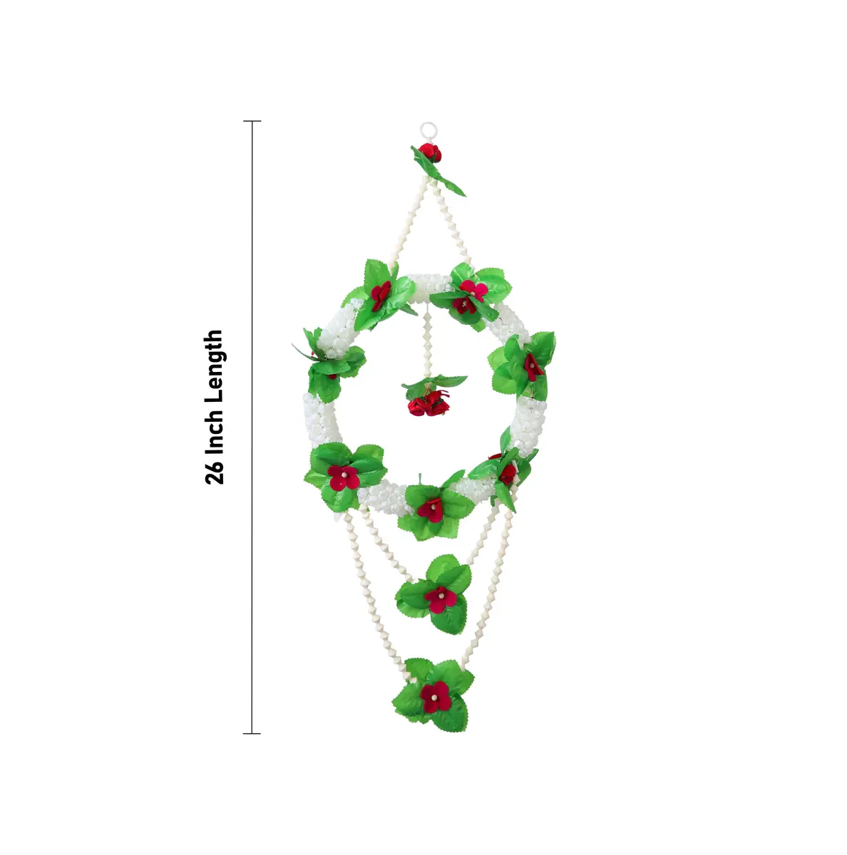 Hanging Toran - 26 Inches | Artificial Flower Thoranam/ Decorative Hanging For Home & Pooja Decor - Image 3