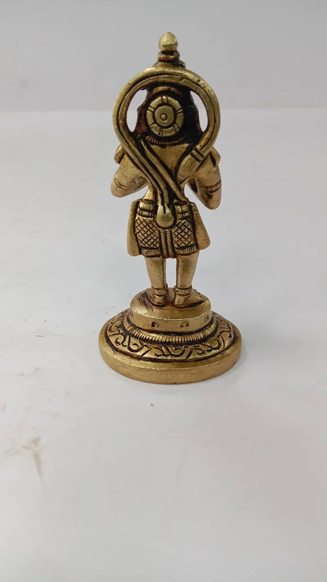 Hanuman - 3.5 x 1.5 Inches | Anjaneyar Standing Statue/ Antique Brass Statue for Home/ 150 Gms Approx - Image 4