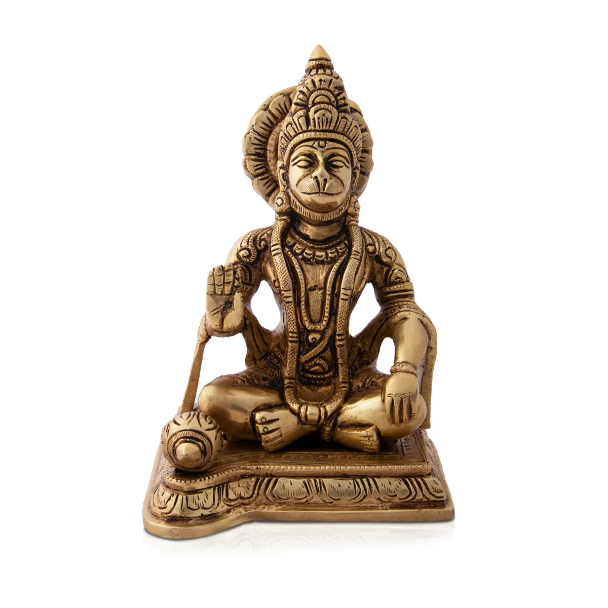 Hanuman - 6 Inches | Anjaneyar Statue/ Antique Brass Statue for Home/ 1840 Gms Approx - Image 2