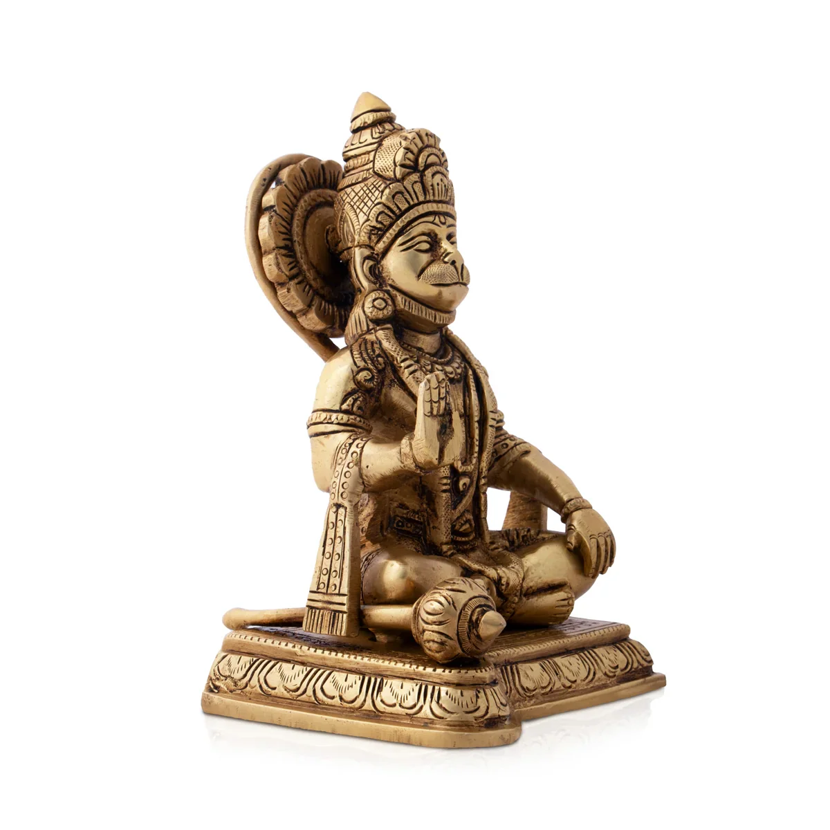 Hanuman - 6 Inches | Anjaneyar Statue/ Antique Brass Statue for Home/ 1840 Gms Approx - Image 3