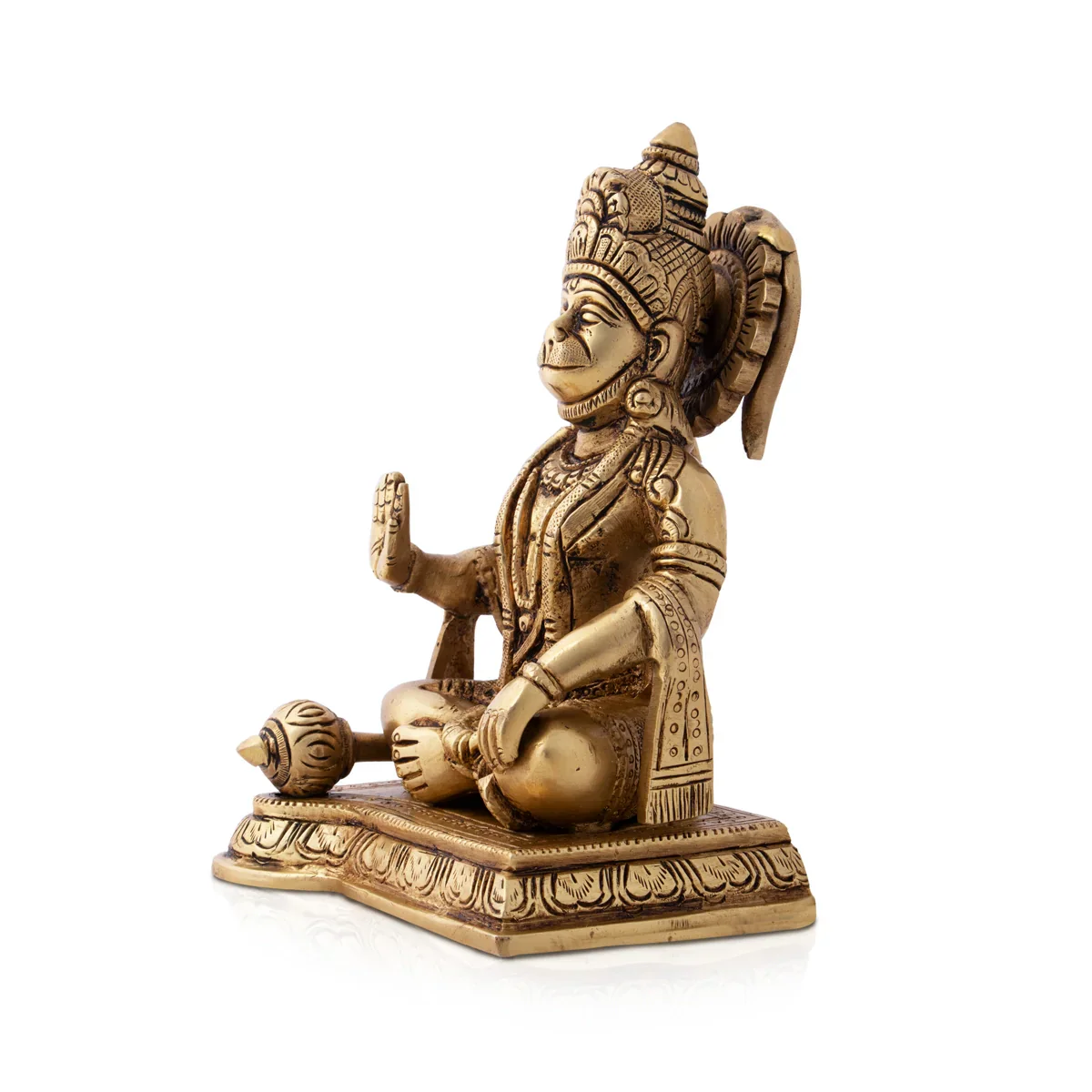 Hanuman - 6 Inches | Anjaneyar Statue/ Antique Brass Statue for Home/ 1840 Gms Approx - Image 4