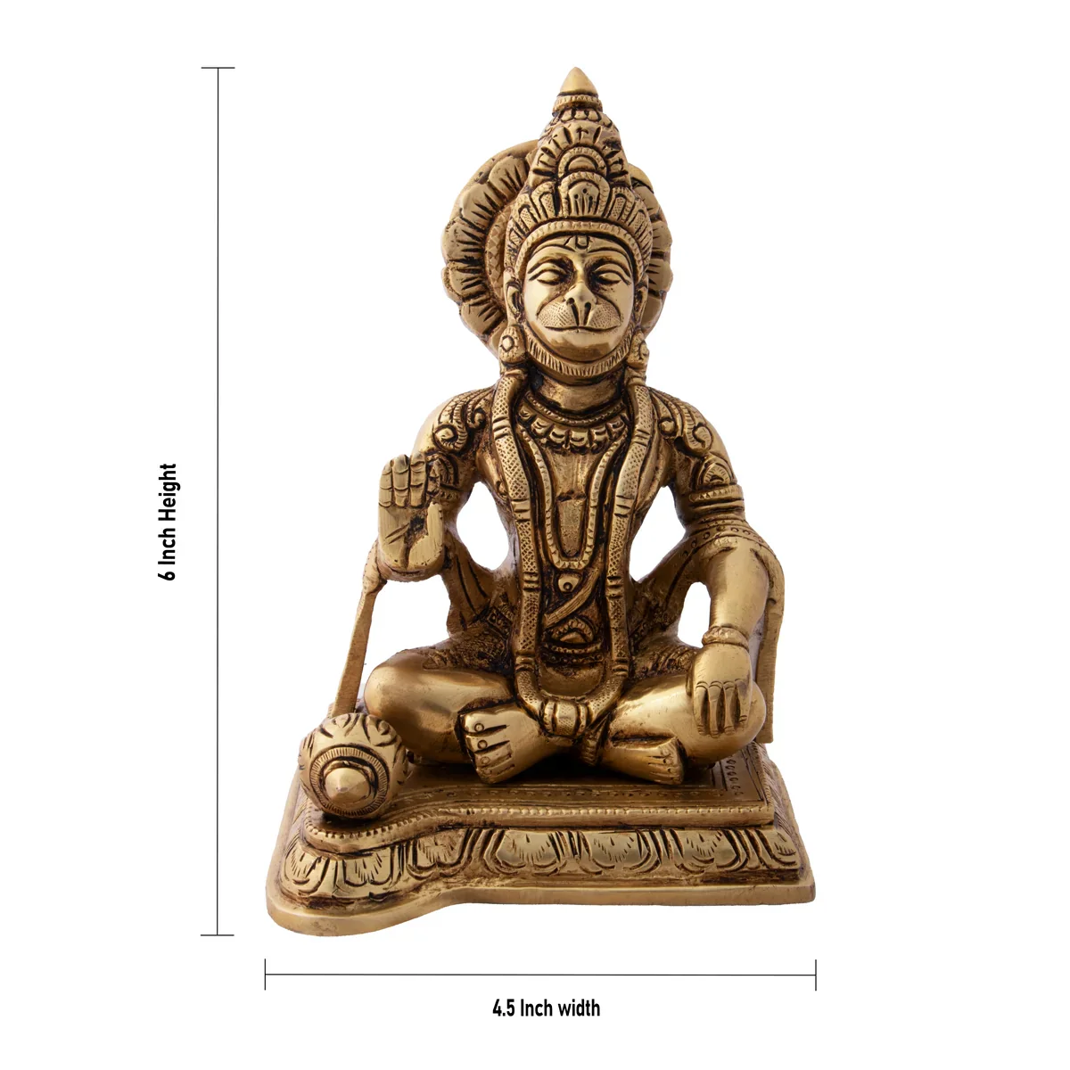 Hanuman - 6 Inches | Anjaneyar Statue/ Antique Brass Statue for Home/ 1840 Gms Approx - Image 6