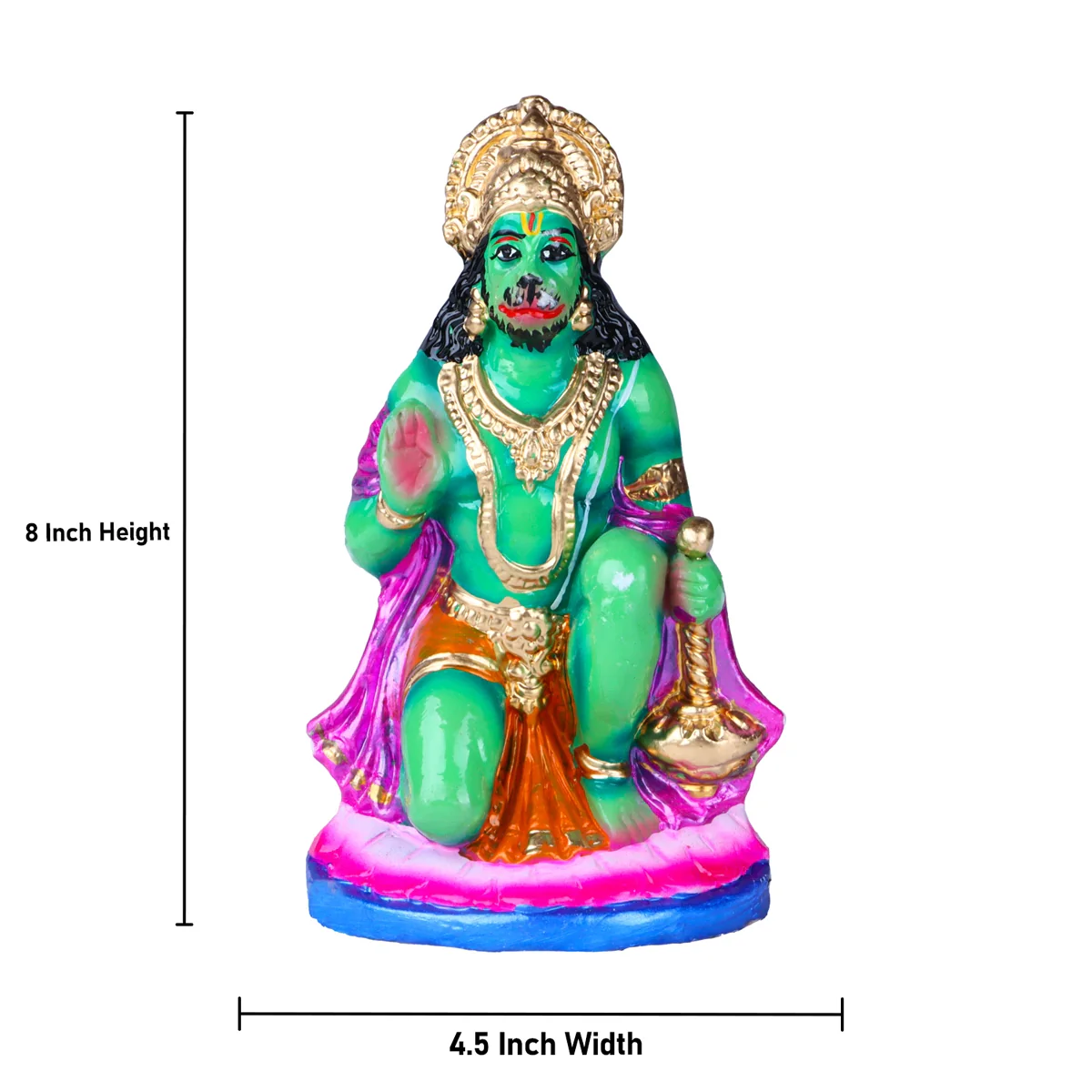 Hanuman Clay Golu Bommai - 8 x 4.5 Inches | Giri Golu Doll/ Navaratri Golu Bomma/Gombe/Bommai - Image 5