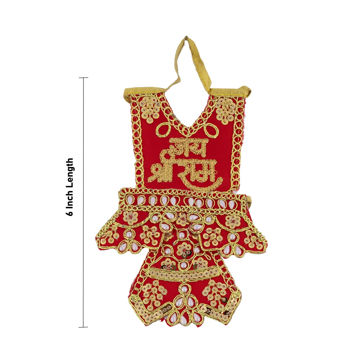 Hanuman Dress - 6 Inches | Embroidery Design Bajrang Bali Dress/ Hanuman Ji Vastra for Idol & Pooja - Image 3