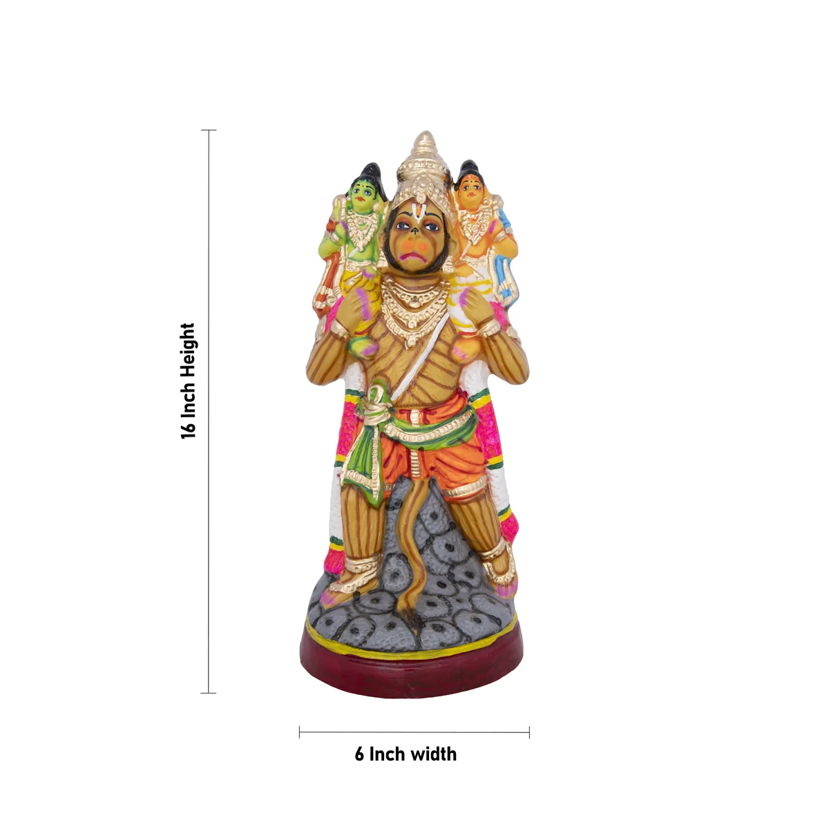 Hanuman Lifting Ram Lakshman Paper Mache Golu Bommai - 16 x 6 Inches | Giri Golu Doll/ Navaratri Golu Bomma/Gombe/Bommai - Image 3