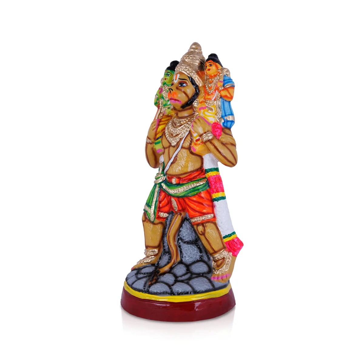 Hanuman Murti Carrying Ram Lakshman Paper Mache Golu Bommai- 15 X 7 Inches | Navaratri Gombe/ Giri Golu Doll - Image 3