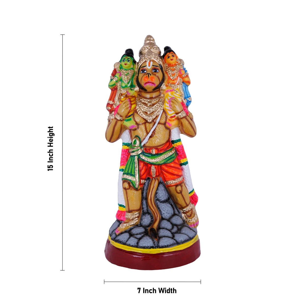 Hanuman Murti Carrying Ram Lakshman Paper Mache Golu Bommai- 15 X 7 Inches | Navaratri Gombe/ Giri Golu Doll - Image 5