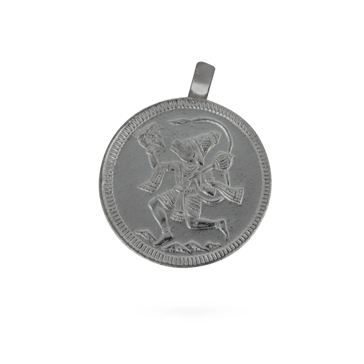 Hanuman Murti Pendant - 1.25 X 1 Inches | Silver Polish Anjaneya Locket/ Chakra Design Dollar For Protection - Image 2