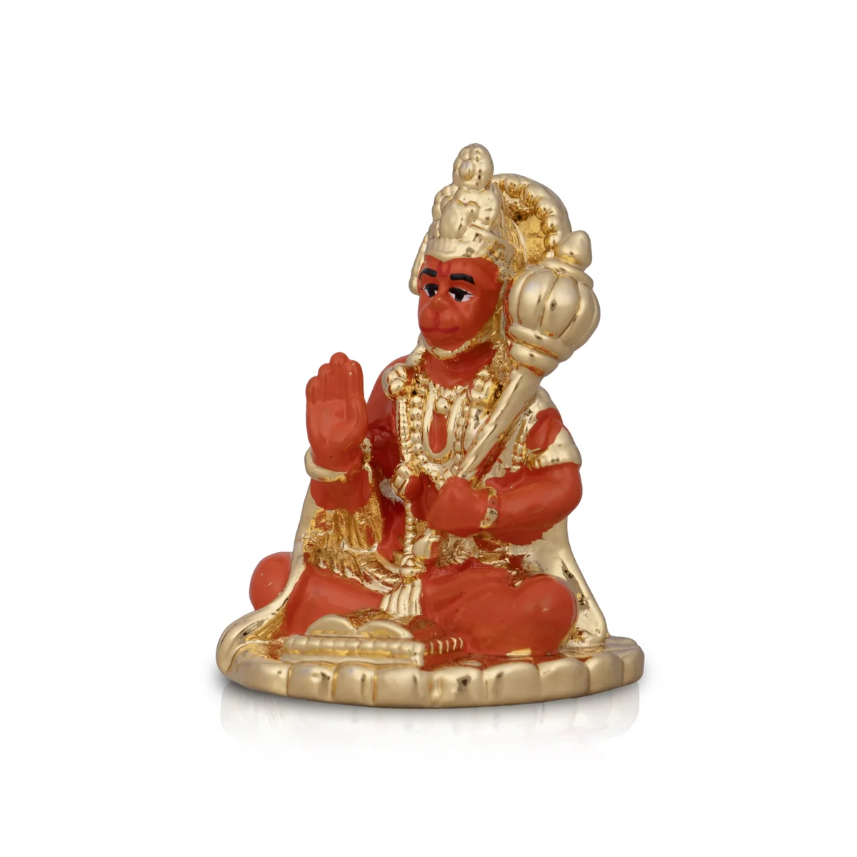 Anjaneya Statue - 2 x 1.5 Inches | Ceramic Sculpture/ Sitting Hanuman Statue for Pooja - Image 3