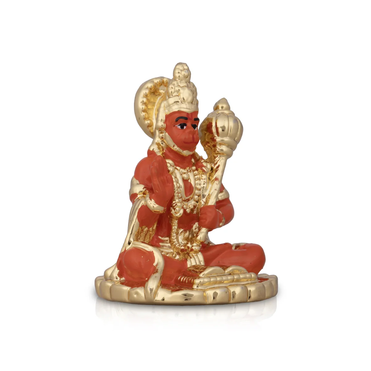 Anjaneya Statue - 2 x 1.5 Inches | Ceramic Sculpture/ Sitting Hanuman Statue for Pooja - Image 4