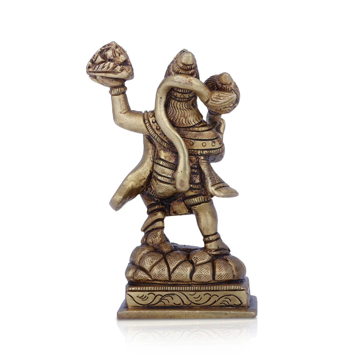 Hanuman Statue Lifting Sanjeevani Mountain - 4 x 3 Inches | Antique Brass Idol/ Anjaneya Statue for Pooja - Image 2