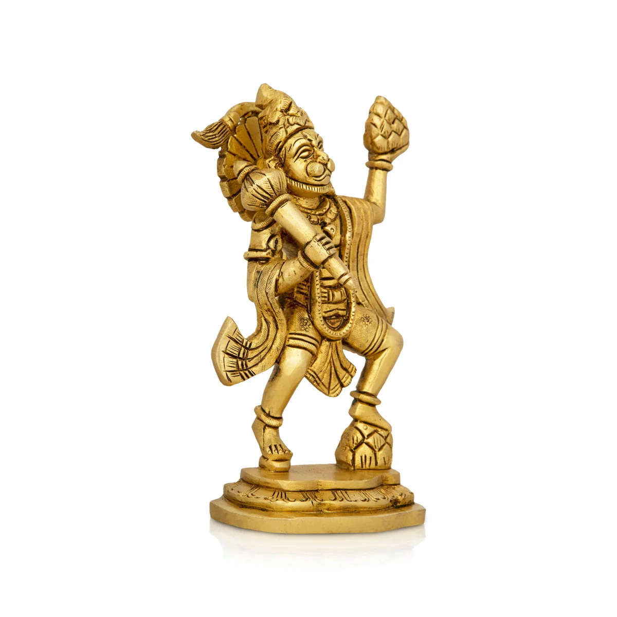 Hanuman Statue Lifting Sanjeevani Mountain - 6.5 x 4 Inches | Antique Brass Idol/ Anjaneya Statue for Pooja - Image 3