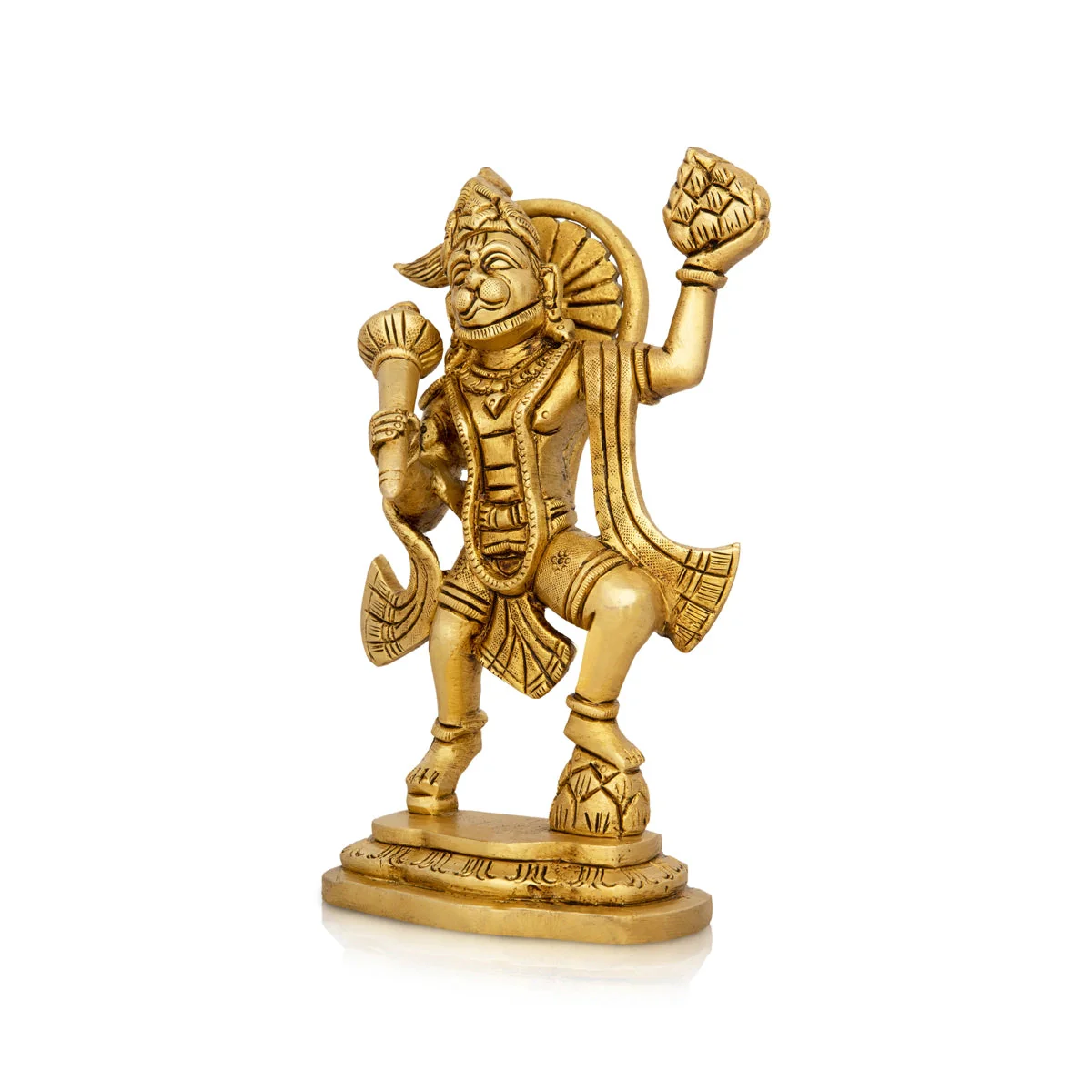 Hanuman Statue Lifting Sanjeevani Mountain - 6.5 x 4 Inches | Antique Brass Idol/ Anjaneya Statue for Pooja - Image 4