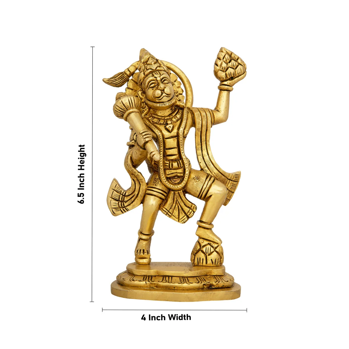 Hanuman Statue Lifting Sanjeevani Mountain - 6.5 x 4 Inches | Antique Brass Idol/ Anjaneya Statue for Pooja - Image 5