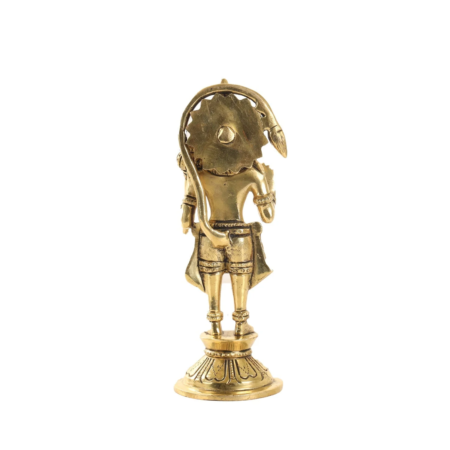 Hanuman Statue Standing On Base - 7 x 2.5 Inches | Antique Brass Idol/ Anjaneya Statue for Pooja - Image 3