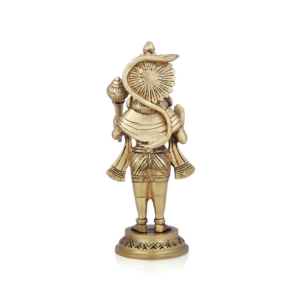 Hanuman Statue Standing On Base - 8 x 4 Inches | Antique Brass Idol/ Anjaneya Statue for Pooja - Image 2