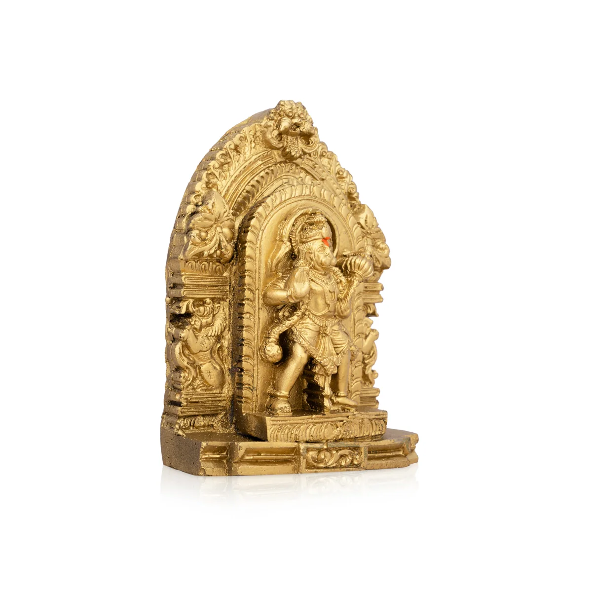 Anjaneya Statue With Arch - 4.5 x 3.25 Inches | Resin Statue/ Gold Polish Hanuman Statue for Pooja/ 218 Gms - Image 3