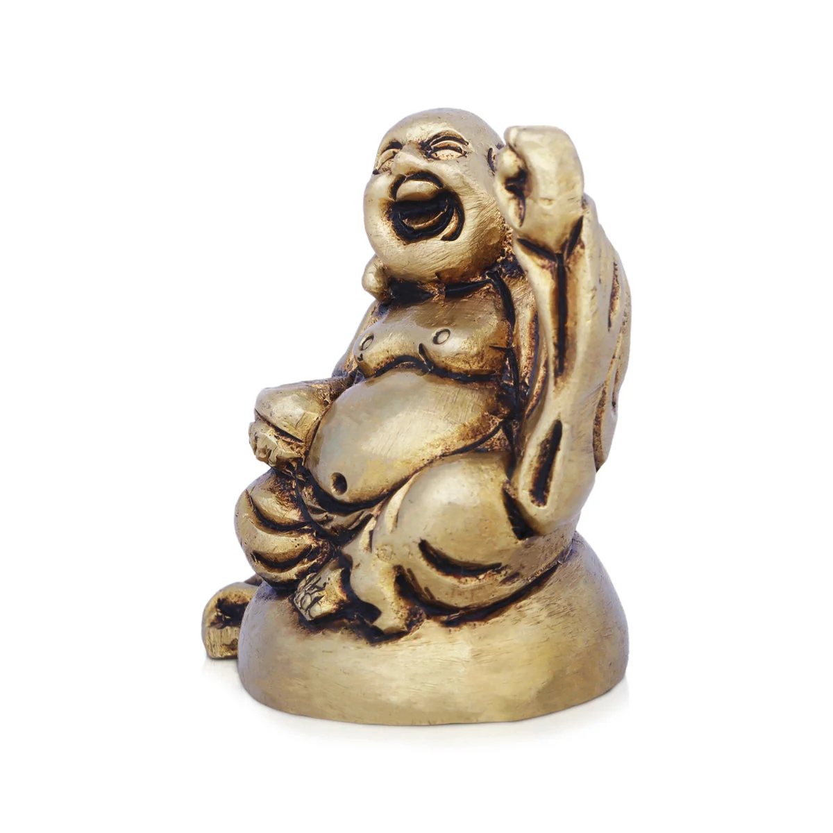 Happy Man Idol - 2 x 1.75 Inches | Antique Brass Idol/ Laughing Buddha Statue for Home Decor - Image 2