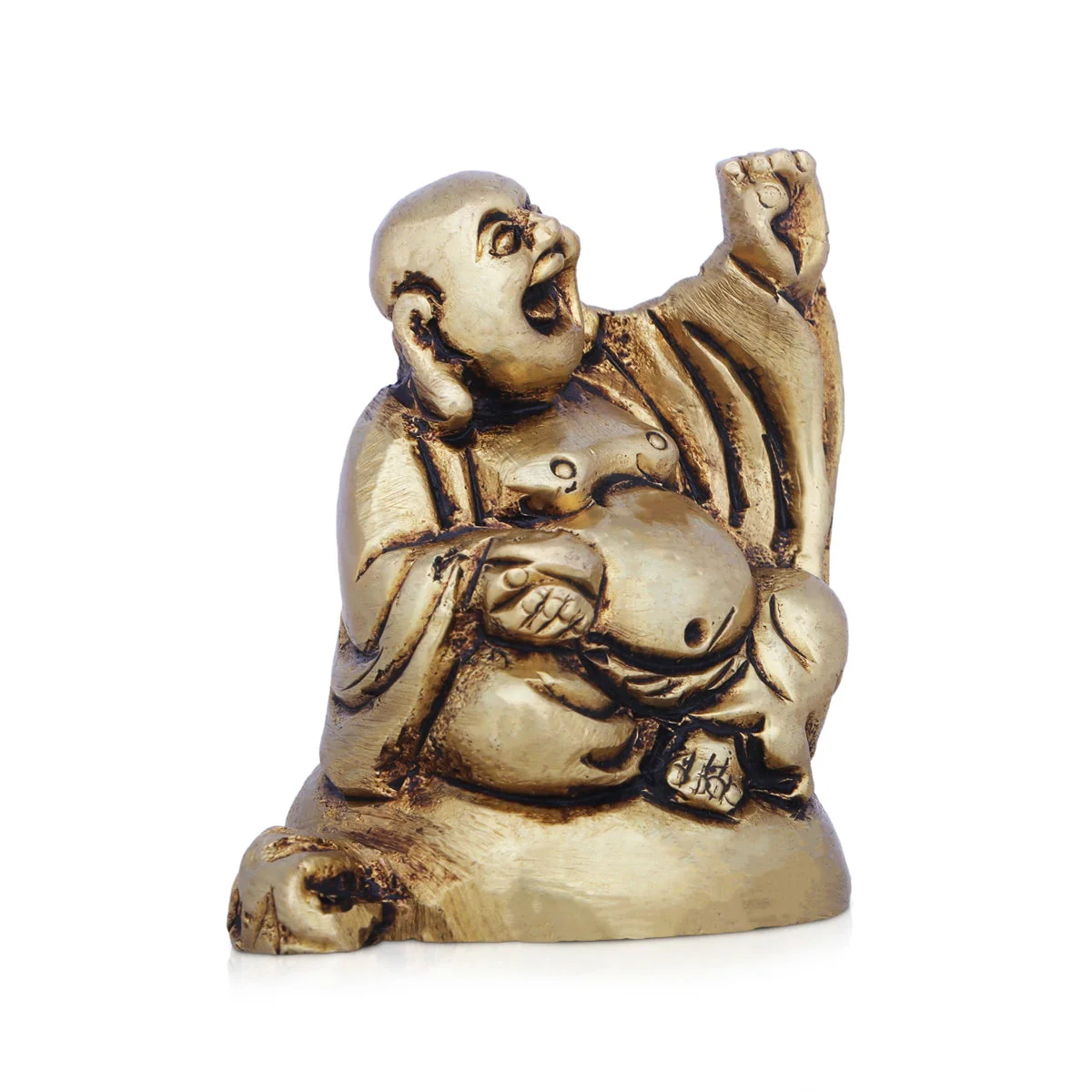 Happy Man Idol - 2 x 1.75 Inches | Antique Brass Idol/ Laughing Buddha Statue for Home Decor - Image 3