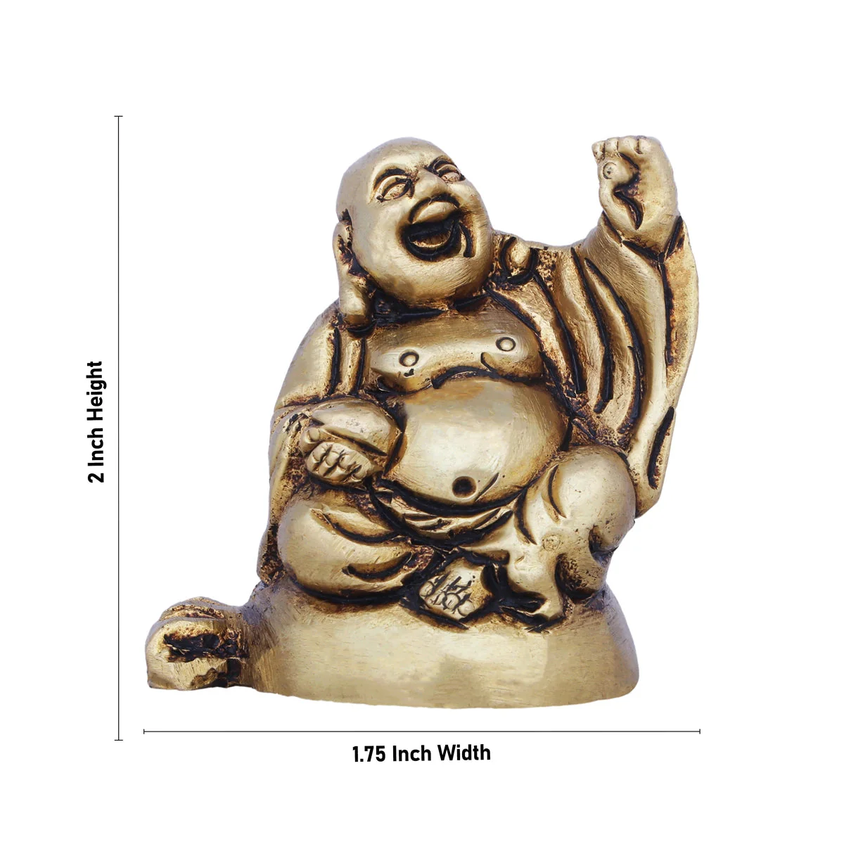 Happy Man Idol - 2 x 1.75 Inches | Antique Brass Idol/ Laughing Buddha Statue for Home Decor - Image 5