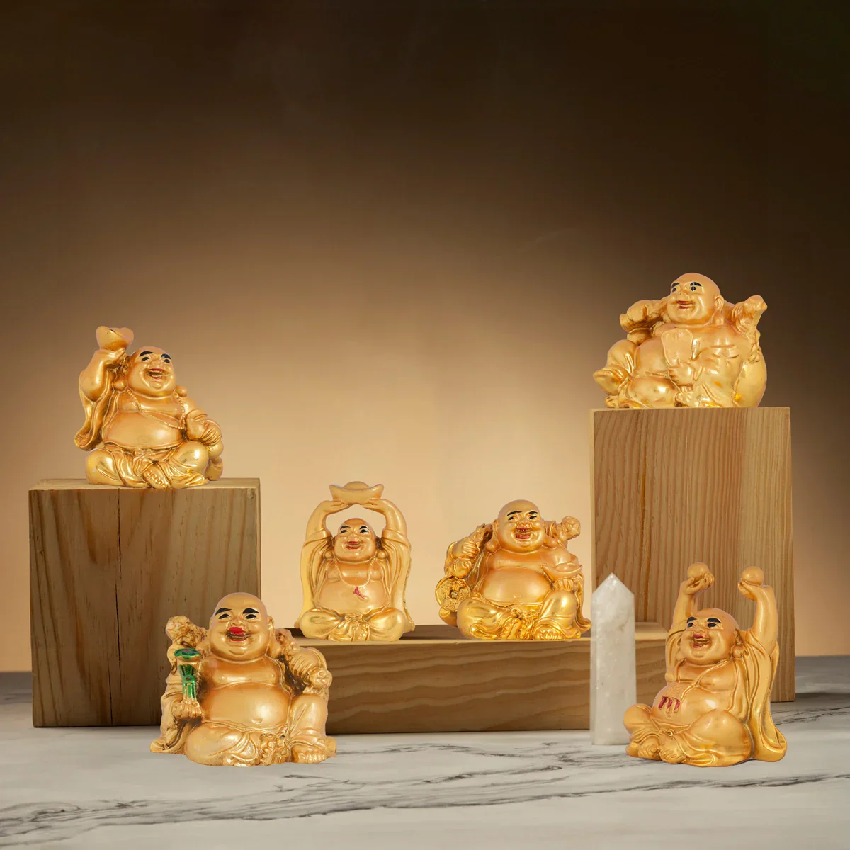 Happy Man Set - 2 x 2 Inches | Resin Happy Man Idol/ Laughing Buddha Statue for Home Decor - Image 8