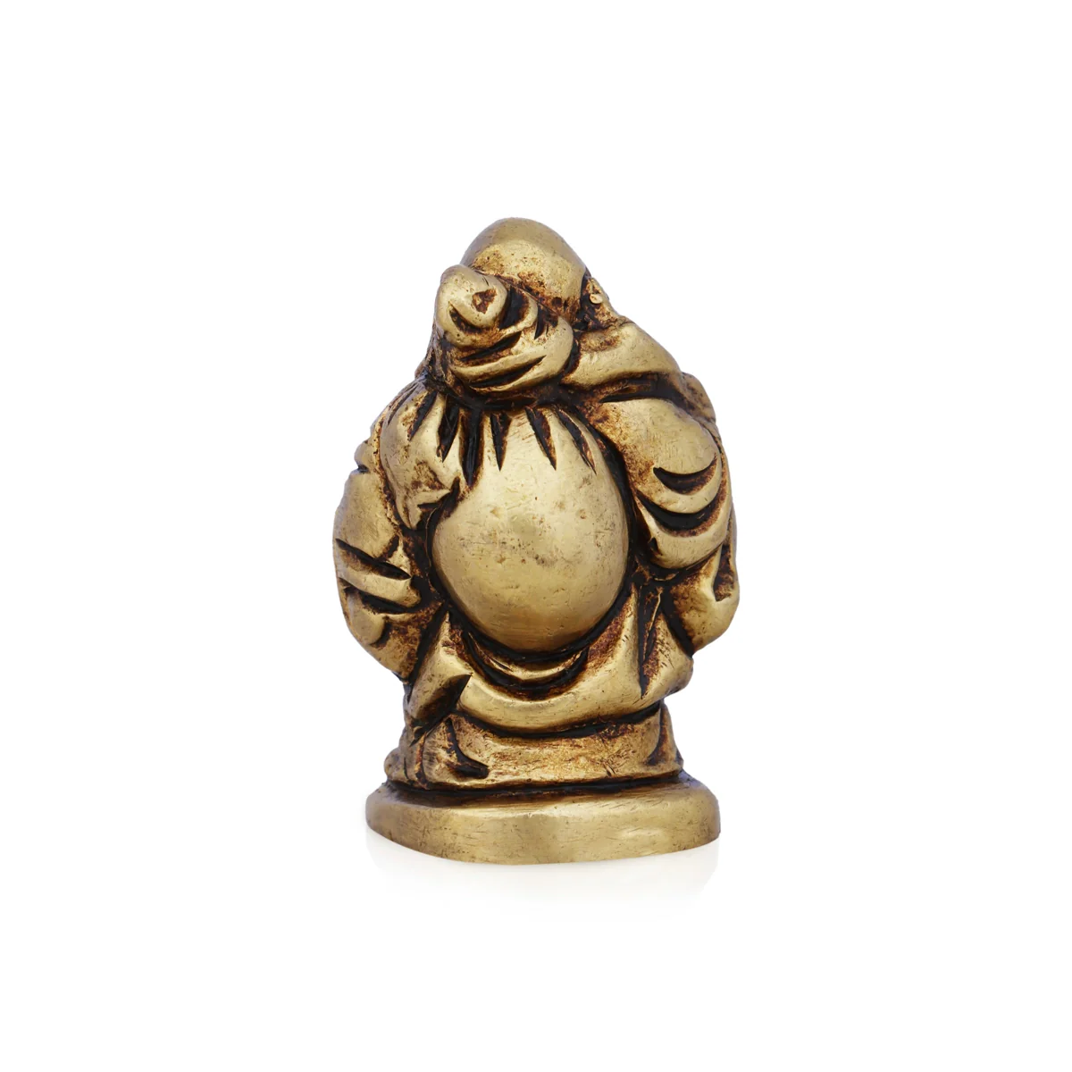 Happy Man Statue With Base - 1.75 x 1.25 Inches | Antique Brass Idol/ Happy Man Idol for Pooja - Image 4