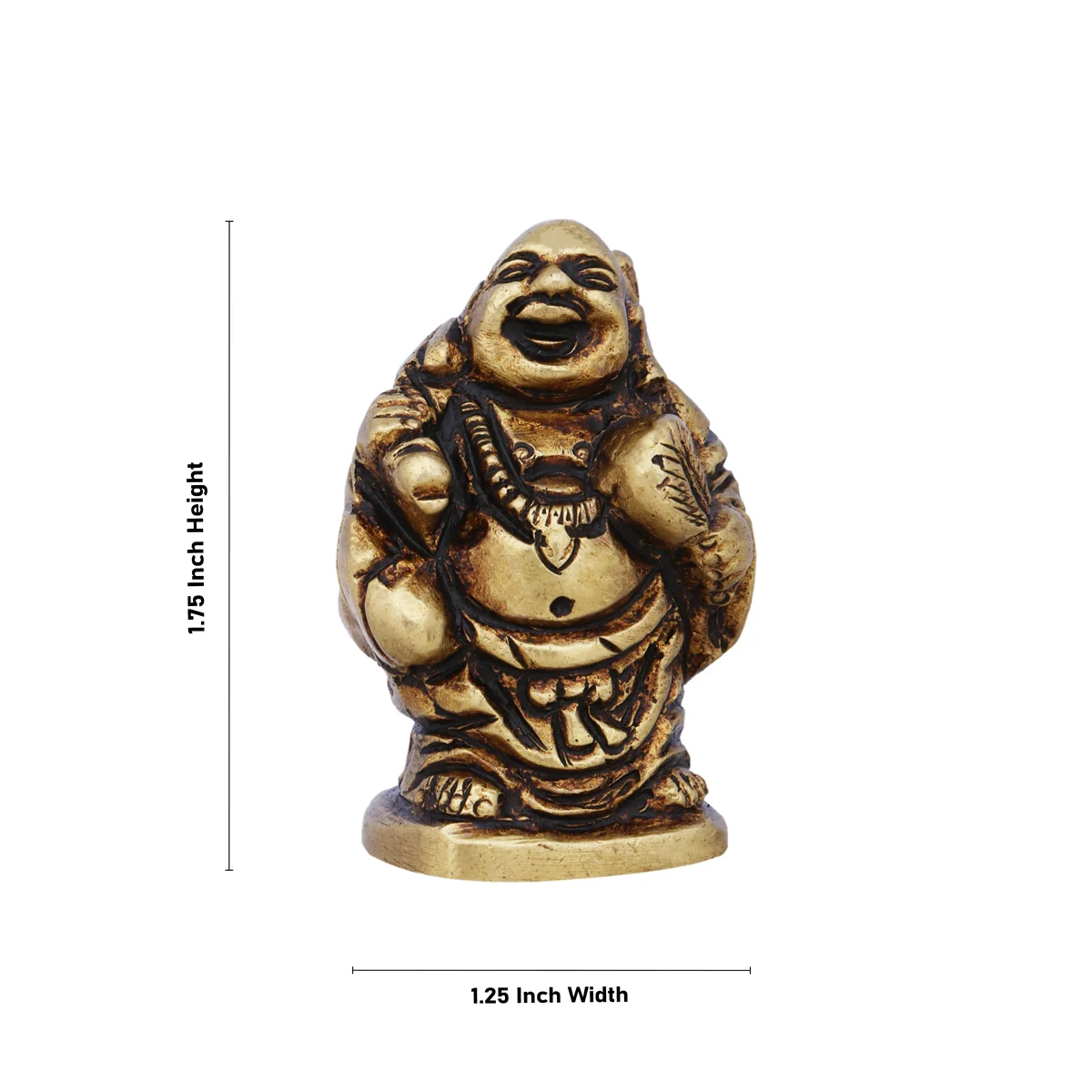 Happy Man Statue With Base - 1.75 x 1.25 Inches | Antique Brass Idol/ Happy Man Idol for Pooja - Image 5