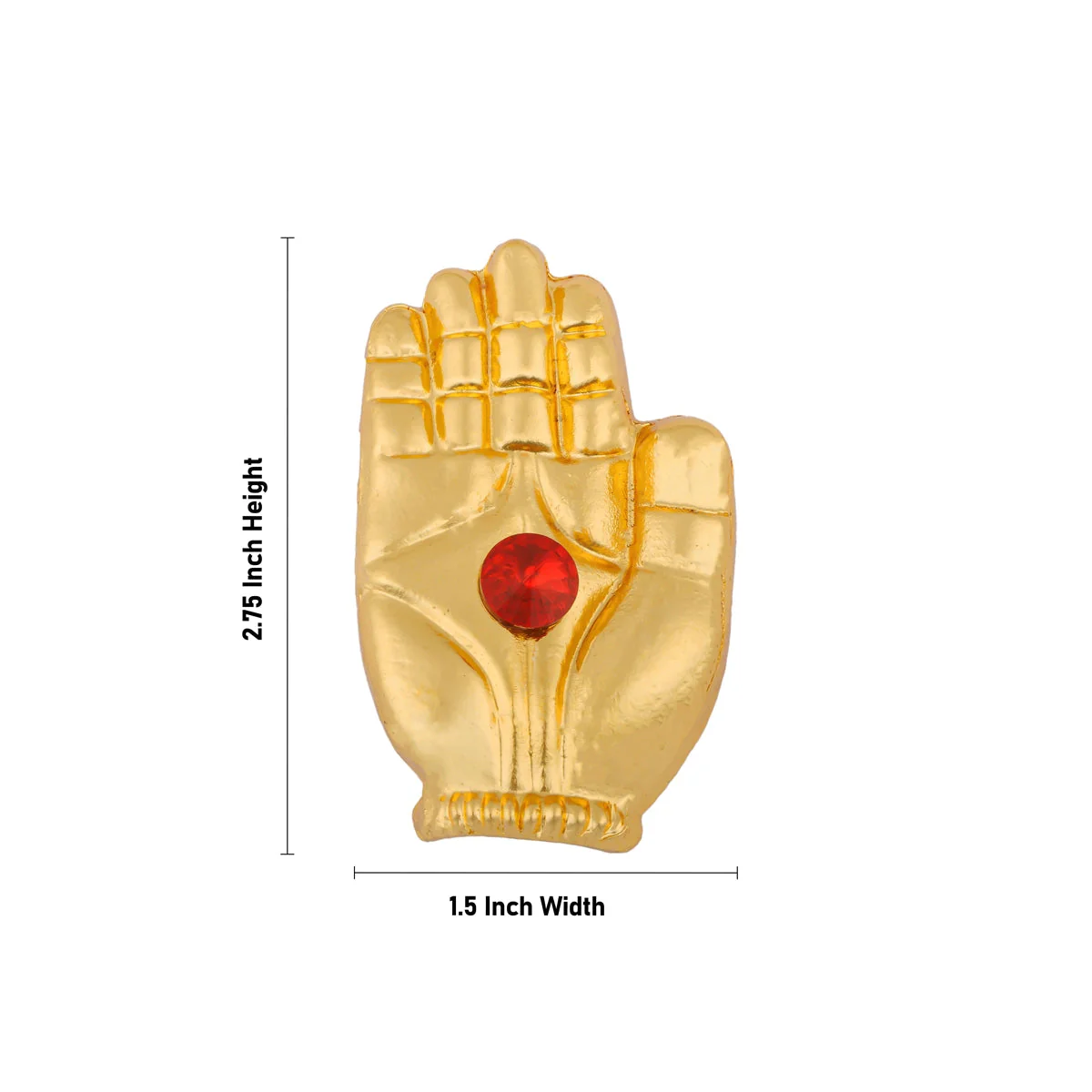 Hastham - 2.75 x 1.5 Inches | Gold Polish Hastam/ Single Stone Artificial Hand for Deity - Image 2