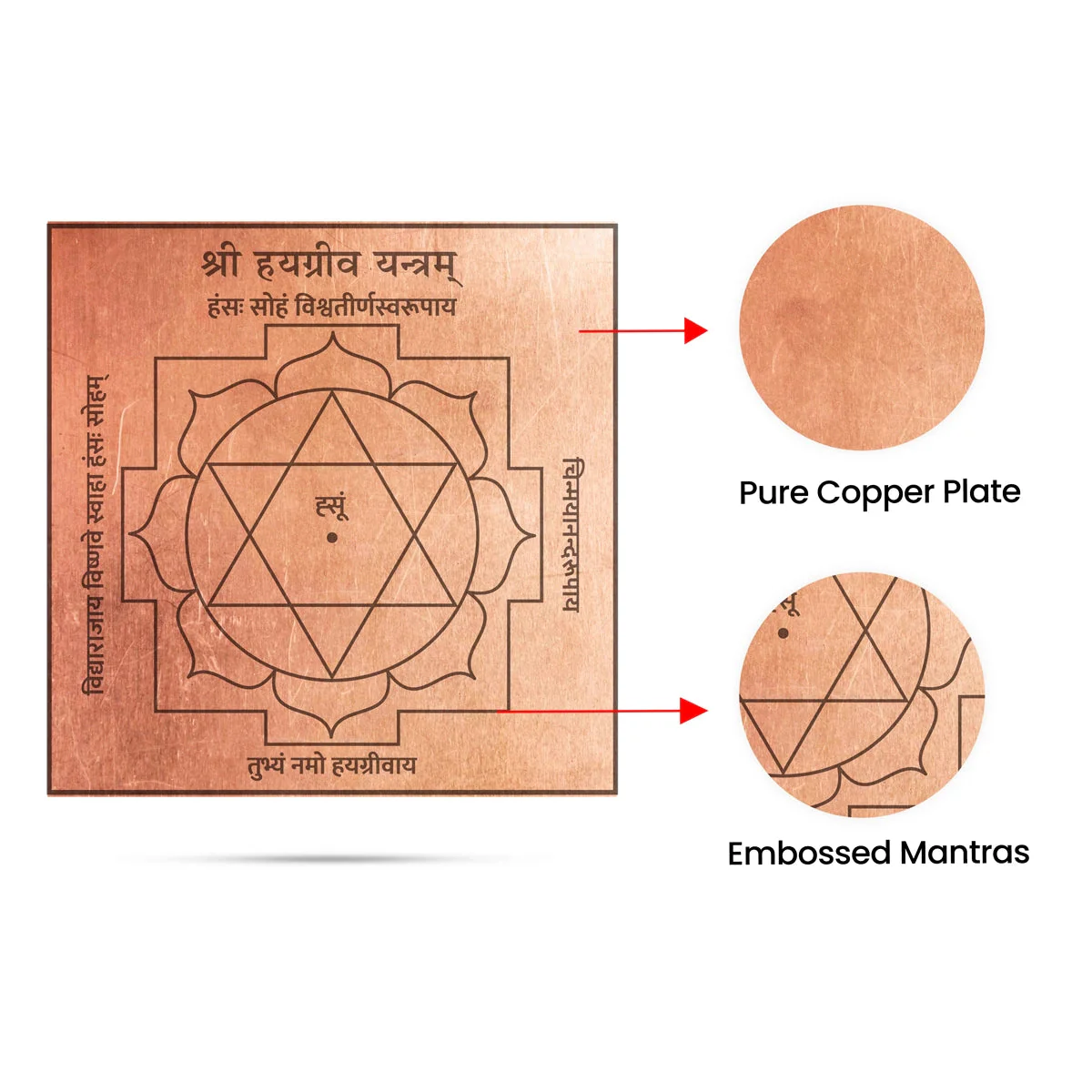 Hayagriva Yantra - 3 x 3 Inches | Sanskrit Copper Yantra/ Hayagreevar Yantra for Pooja - Image 2