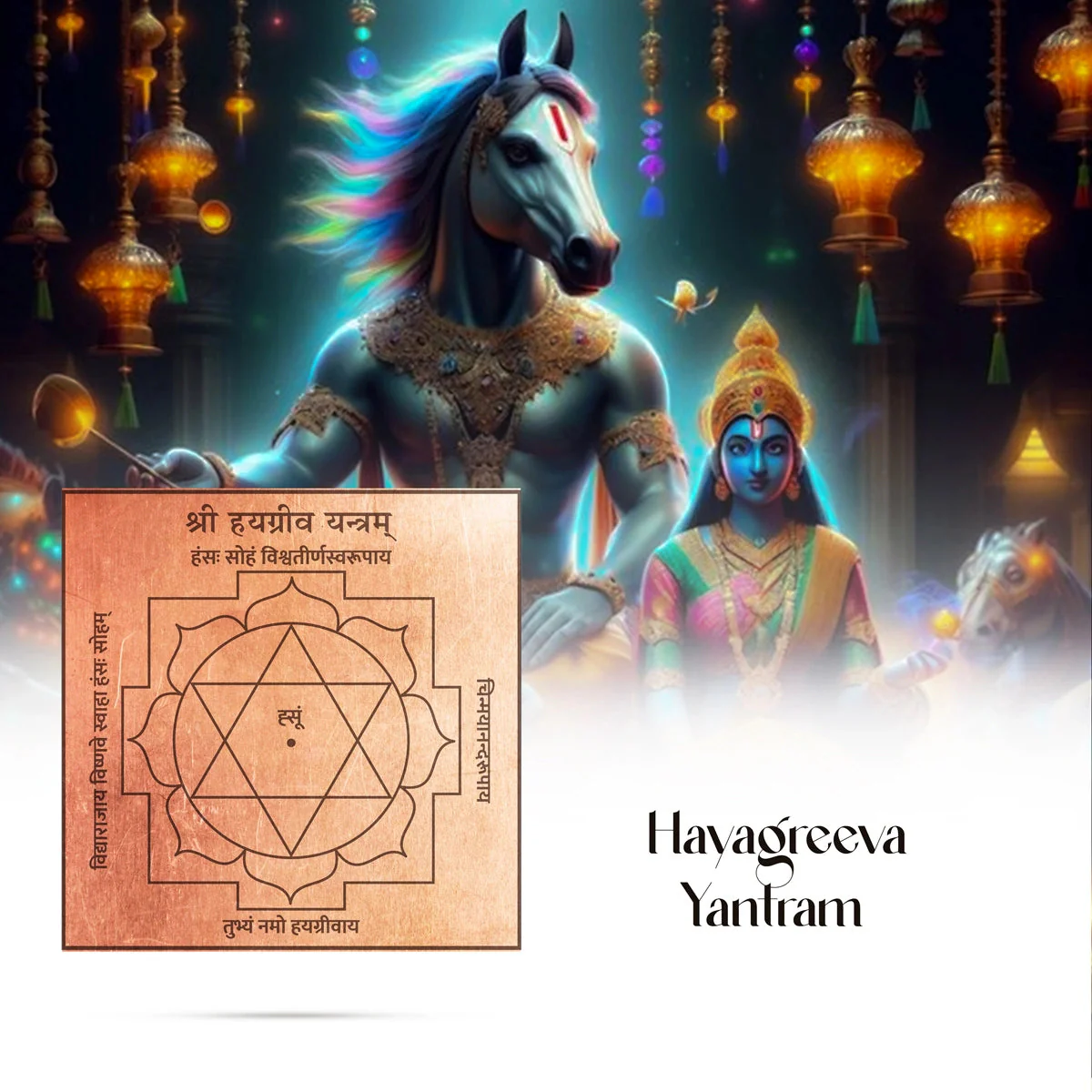 Hayagriva Yantra - 3 x 3 Inches | Sanskrit Copper Yantra/ Hayagreevar Yantra for Pooja - Image 4