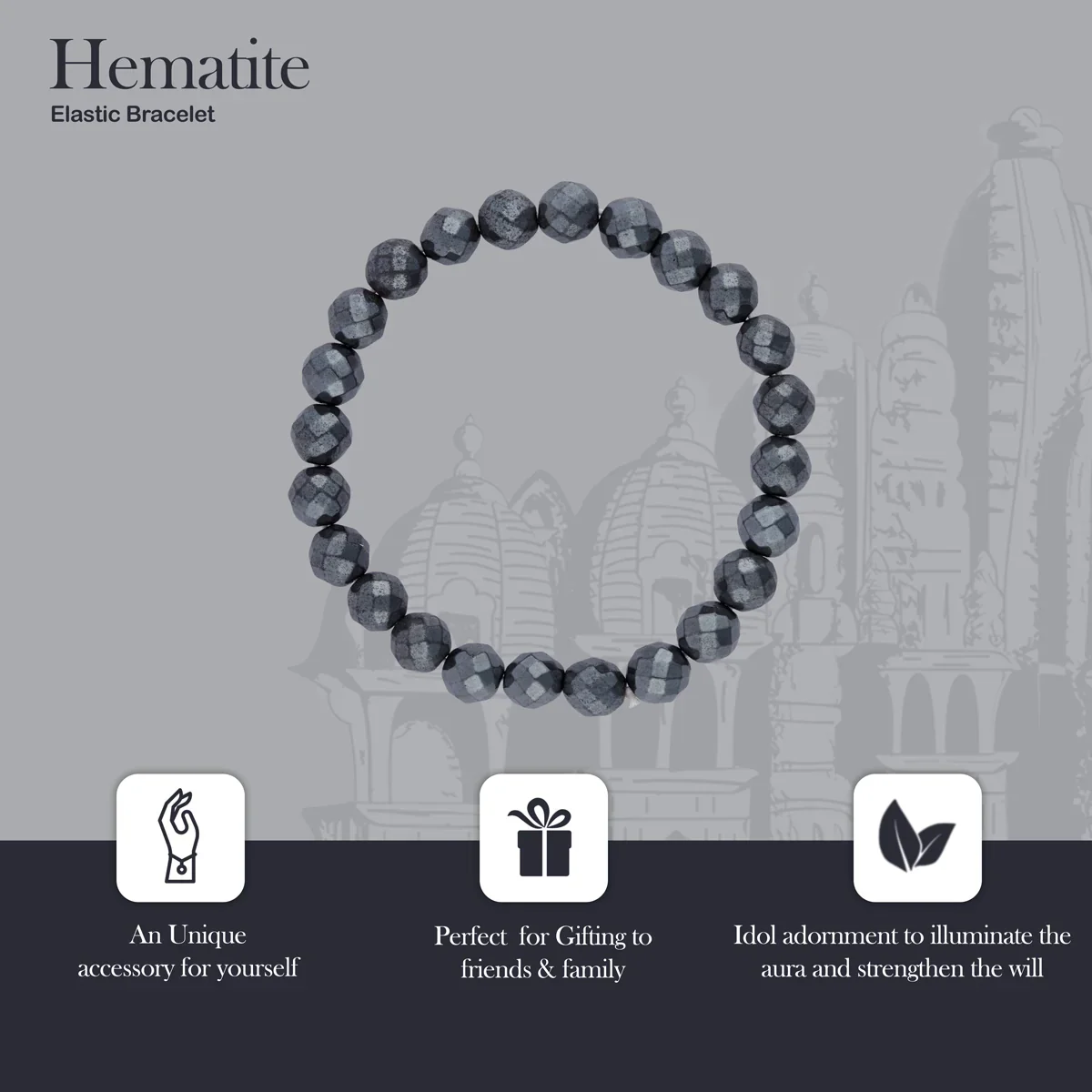 Hematite Bracelet - 2.5 Inches | Elastic Gemstone Bracelet/ Crystal Jewellery for Men & Women - Image 4
