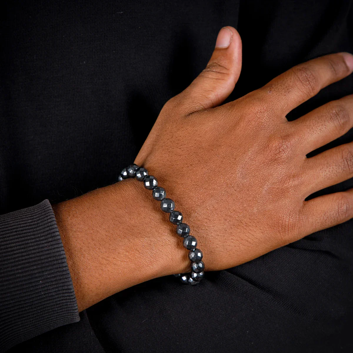 Hematite Bracelet - 2.5 Inches | Elastic Gemstone Bracelet/ Crystal Jewellery for Men & Women - Image 5