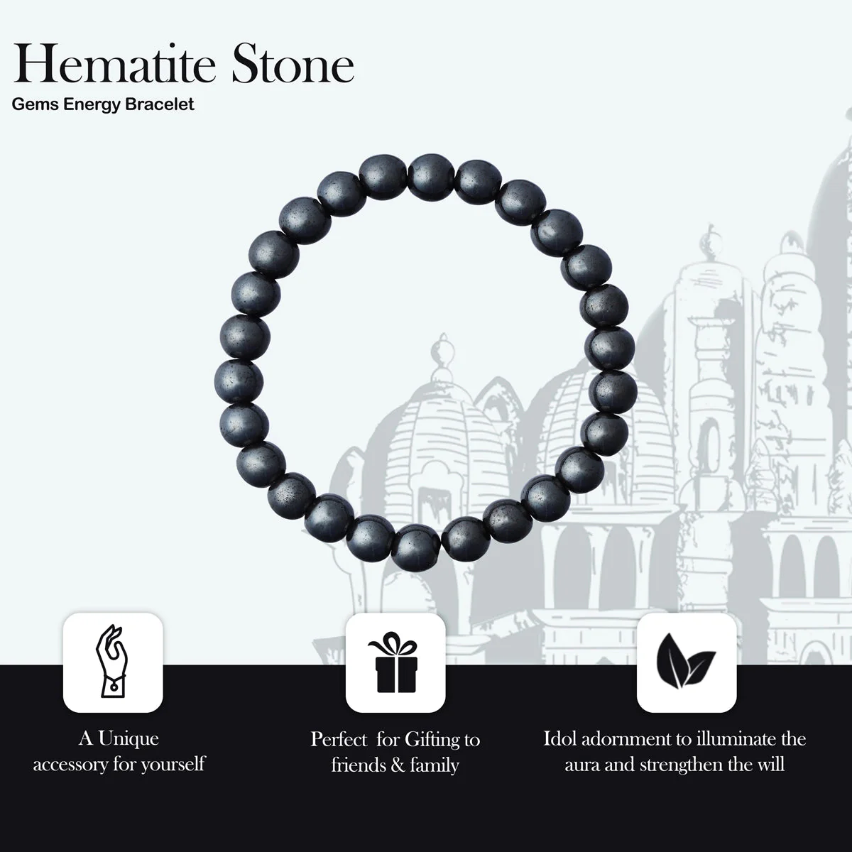 Hematite Bracelet - 2.5 Inches | Gemstone Bracelet/ Crystal Jewellery For Stability And Energy Cleansing - Image 2