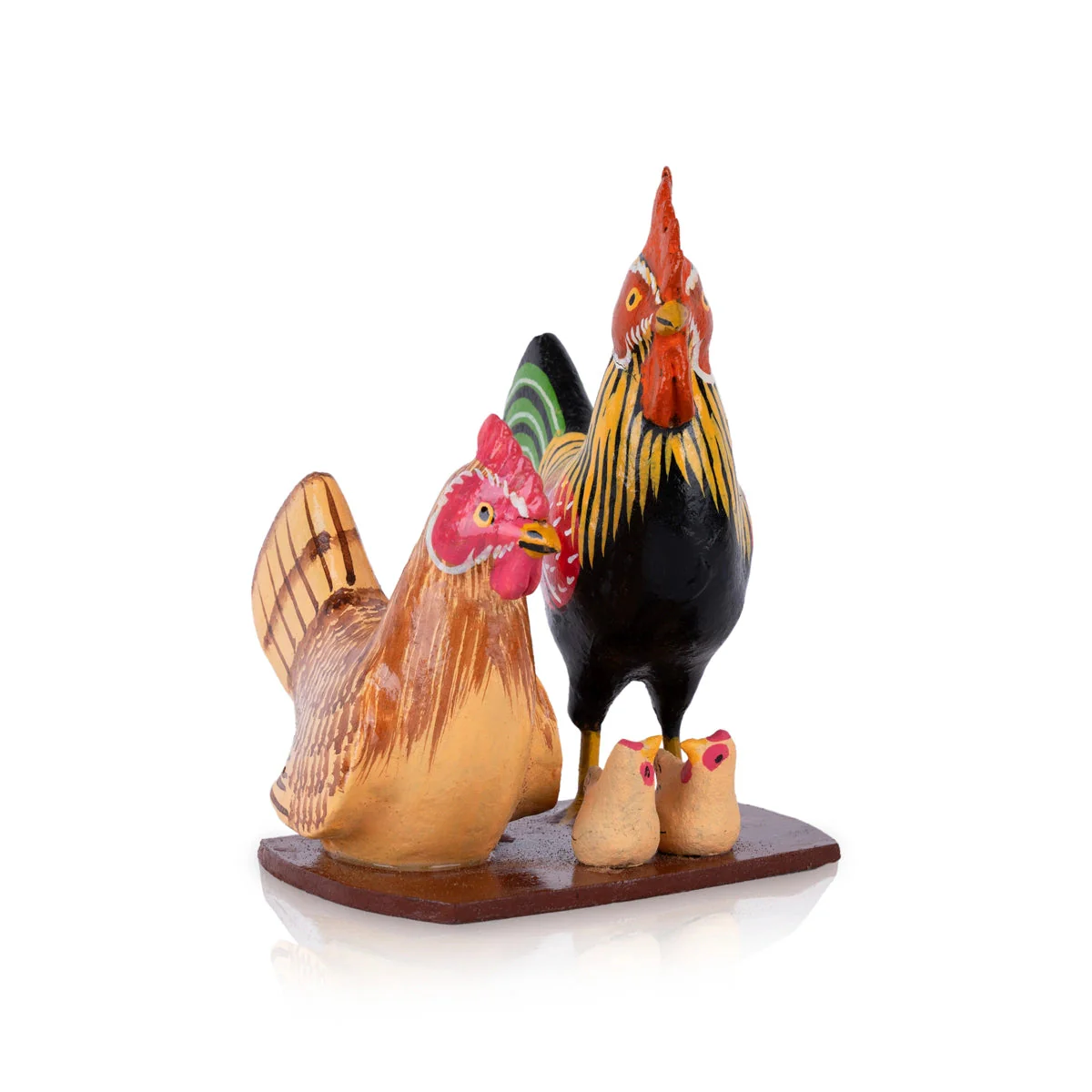 Hen And Cock Family Kondapalli Toy - 6 X 4 Inches | Handmade Showpiece/ Wooden Statue For Home Decor & Gifting - Image 2